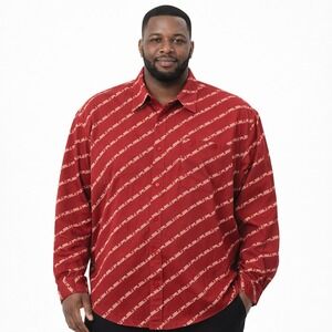FUBU Logo Button‎ Up Shirt Size XXL Red Streetwear Y2K Classic